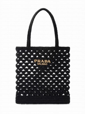 Prada Crochet Tote Bag 1BG493 Black
