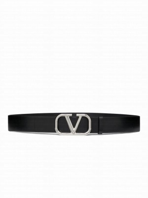 Valentino Vlogo Signature Calfskin Belt Black