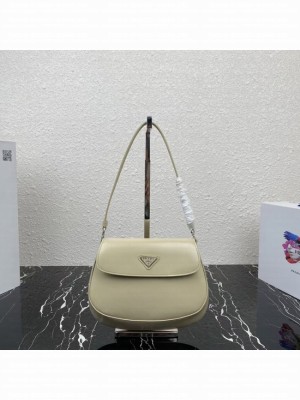Prada Cleo brushed leather shoulder bag with flap 1BD311 light apricot