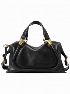 Chloe Small Paraty 24 Bag In Shiny Leather Black