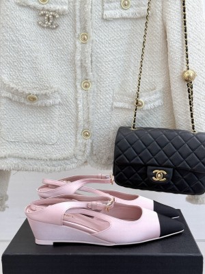 Chanel Satin & Grosgrain Wedge Slingbacks pink 2 2025 