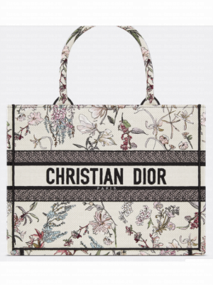 Medium Dior Book Tote Dior Pivoine Beige Millefiori Embroidery M1296ZEXH-1