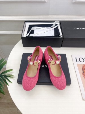 Chanel Women's Wool Tweed,Imitation Pearls & Metal Mary Jane 5cm Pump Pink 2024