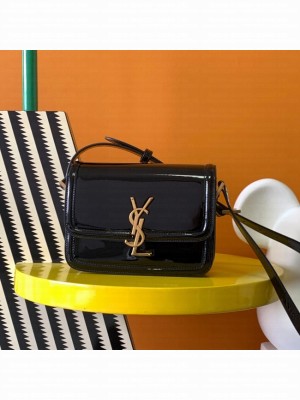 SAINT LAURENT SOLFERINO SMALL SATCHEL IN BOX LEATHER 634306 BLACK