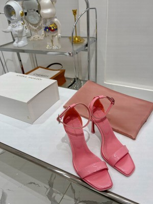 Amina Muaddi kim sandal 9.5cm bubble pink patent buckle