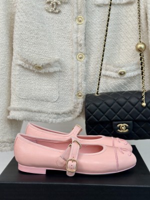 Chanel Calfskin Mary Janes Flat Ballet G45503 Pink 2024