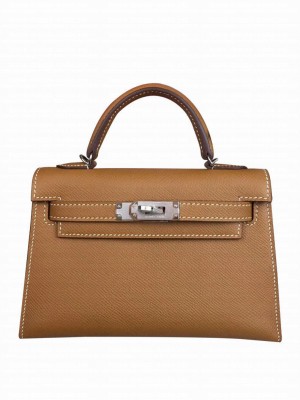 Hermes Kelly Bag 19 Epsom Leather Light Coffee