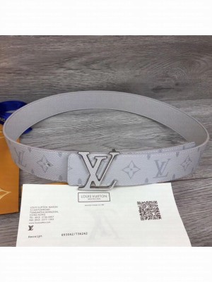 Louis Vuitton LV Initials Monogram Canvas Reversible Belt 40mm with LV Buckle White M0158S 2019 Collection
