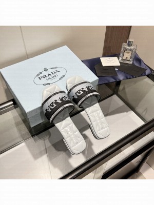 Prada Fabric Flat Slide Sandals 2022 Collection