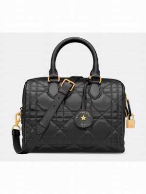 Dior Groove 25 Bag Black Macrocannage Calfskin M1365UB