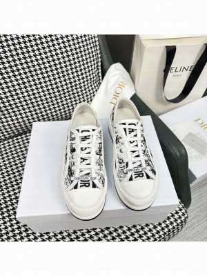 Dior Walk'n'Dior Low-top Platform Sneakers in Black Oblique Embroidered Cotton