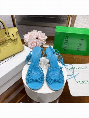 Bottega Veneta Dot Strap Lamskin 9.5cm Sandals 2022 Collection Blue