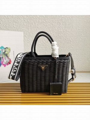 Prada Raffia tote bag 1BG835 black