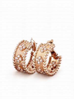 Van Cleef & Arpels Women's Perlee Clovers Hoop Earrings Red