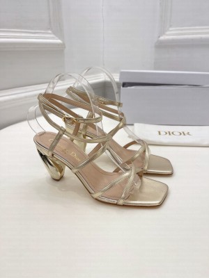 Christian Dior Lambskin Rhodes 7.5cm Heel Gold Sandals 2022 Collection