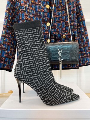 Balmain Women's 9.5cm Skye Stretch Knit Ankle Boots 02