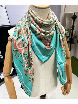 Gucci Interlocking G Floral Print Silk Carre