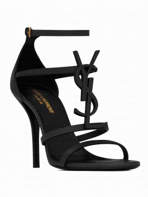 Saint Laurent Women's Cassandra Sandals In Smooth Leather Black
