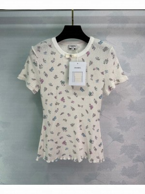 Chanel Women's Knitted Short Sleeves Cream