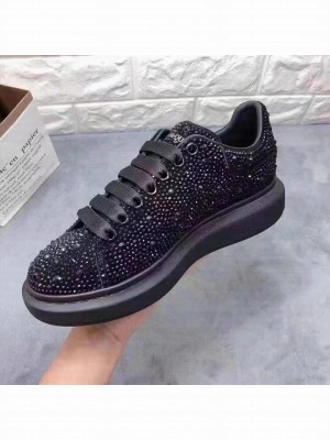  Alexander Mcqueen OVERSIZED Black crystal embellished lace-up sneaker