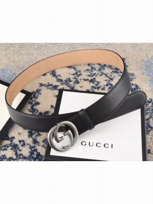 Gucci Calfskin Belt with interlocking G 3.8cm Width Silver Hardware