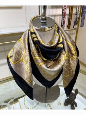 Gucci Women's GG Horsebit Silk Scarf Black
