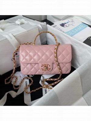 CHANEL FLAP PHONE HOLDER WITH CHAIN AS4362 PINK