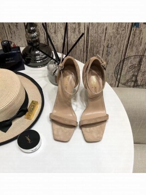 Saint Laurent Cassandra Suede Sandals 11cm Camel Brown 2021 Collection