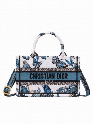 Christian Dior Mini Dior Book Tote With Strap Blue