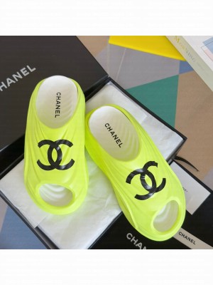 Chanel Unisex Slide Sandals Yellow