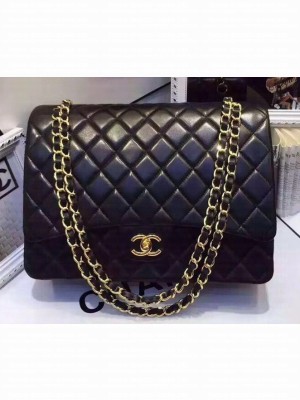 Chanel Lambskin Classic Flap 33cm Bag Black With Gold Hardware 2018