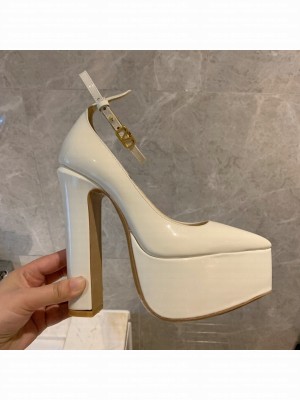 VALENTINO GARAVANI TAN-GO PLATFORM PUMP IN PATENT LEATHER 155 MM 2022 COLLECTION IVORY