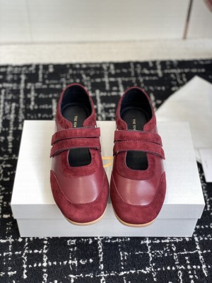 The Row German Training Shoes in Suede & Leather Red