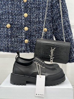 Marni Black Leather Dada Army Derby Shoe
