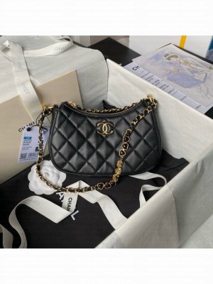 Chanel HOBO HANDBAG Lambskin & Gold-Tone Metal AS3786 black