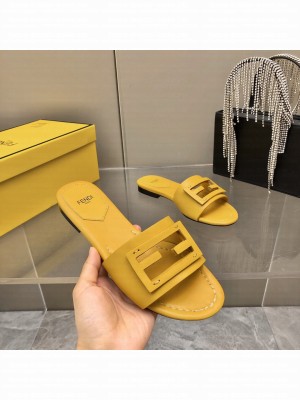 Fendi BAGUETTE Yellow leather slides 2022 Collection