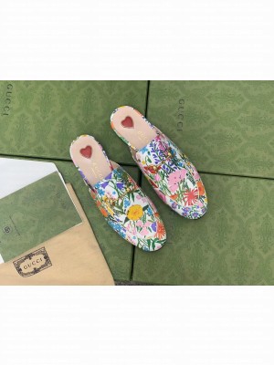 GUCCI PRINCETOWN GG HORSEBIT SLIPPER FLOWER PRINT 04 2021 Collection