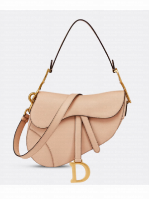 DIOR SADDLE BAG WITH STRAP Sand Pink Grained Calfskin M0455CBA