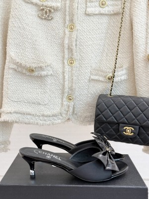 Chanel Patent Leather Bow 5cm Slide Mule Black 2025 
