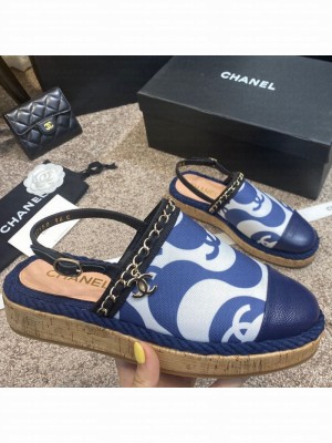 Chanel Slingback Print Canvas Espadrilles Blue Spring/Summer 2021 Collection
