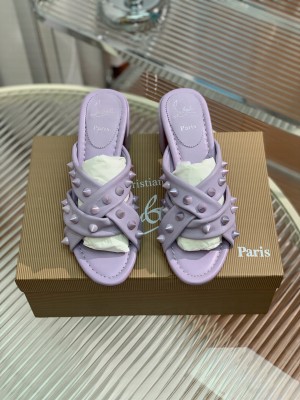 Christian Louboutin Miss Spika Club 55 mm Sandals Nappa leather and Spikes Studio Purple