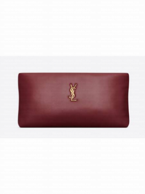 SAINT LAURENT CALYPSO LONG POUCH IN LAMBSKIN 774062 ROUGE MERLOT
