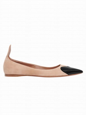 Alaia Women's Heart Ballerinas In Suede Goatskin And Patent Calfskin Apricot