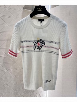 Chanel Women's Knitted Short Sleeves White