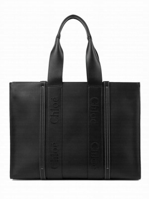 Chloe Large Woody Tote Bag Black