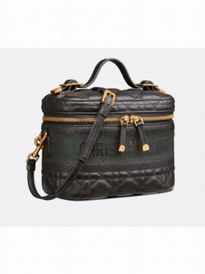 DIOR SMALL DIORTRAVEL VANITY CASE Cannage Lambskin S5488U black