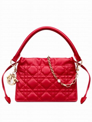 Dior Lady Dior Top Handle Drawstring Mini Bag S0981 Red