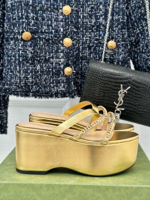 Gucci Signoria 7.5cm Platform Slide Gold