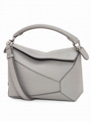 Loewe Small Puzzle Bag In Soft Grained Calfskin Gray