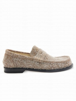 Loewe Women's Campo Loafer In Brushed Suede Coffee